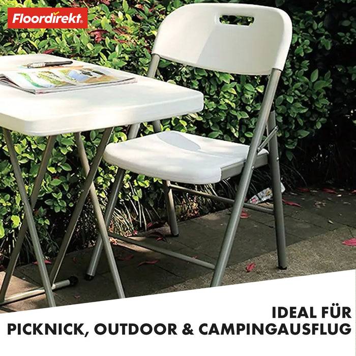 FLOORDIREKT Klappstuhl Okinawa - Platzsparend & Wetterfest - 2er Set - Weiß