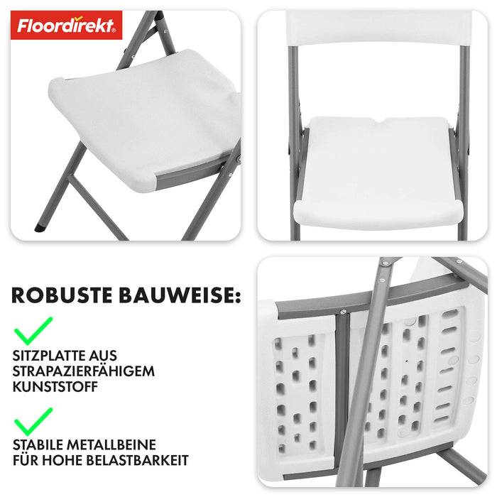 FLOORDIREKT Klappstuhl Okinawa - Platzsparend & Wetterfest - 2er Set - Weiß
