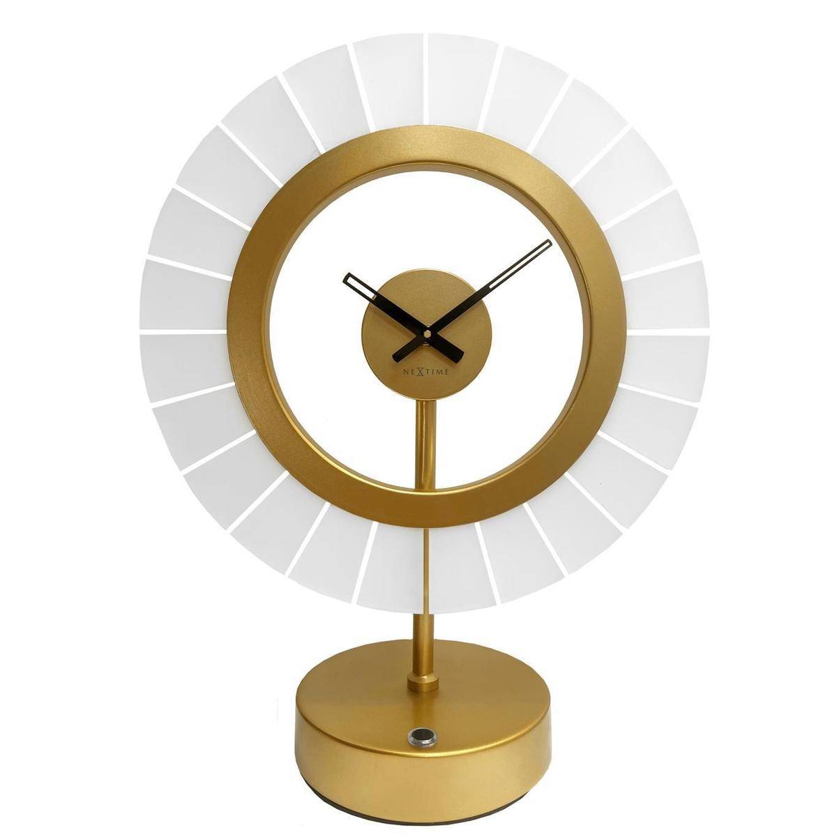 Tischleuchte mit Uhr "Ting", 33 x 16 x 42 cm, Champagnergold/Schwarz – Metall/Acryl