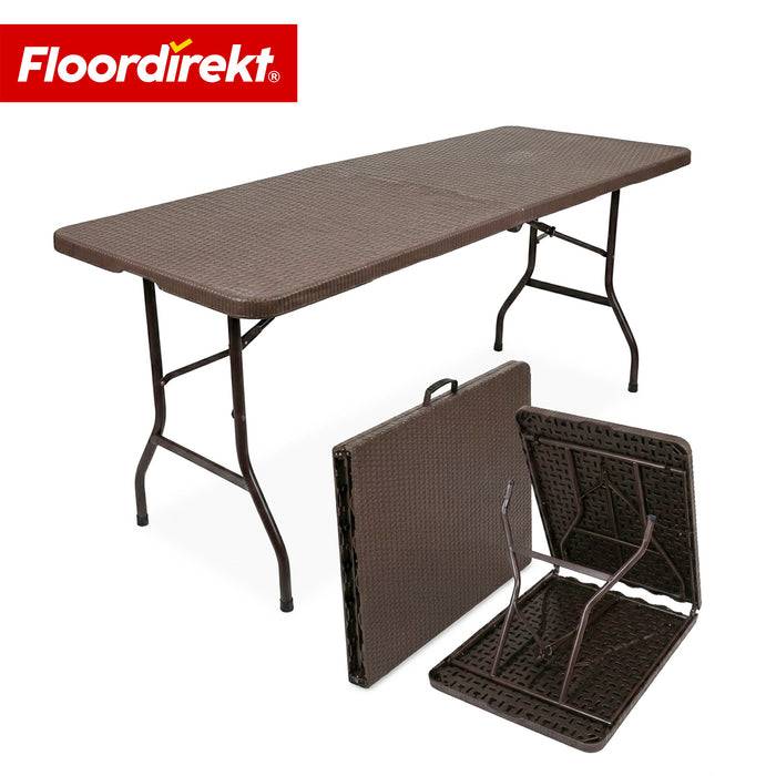 FLOORDIREKT Gartentisch Miyako - Für Garten, Terrasse & Events - Klappbar & Wetterfest - 183 × 75 cm - Braun