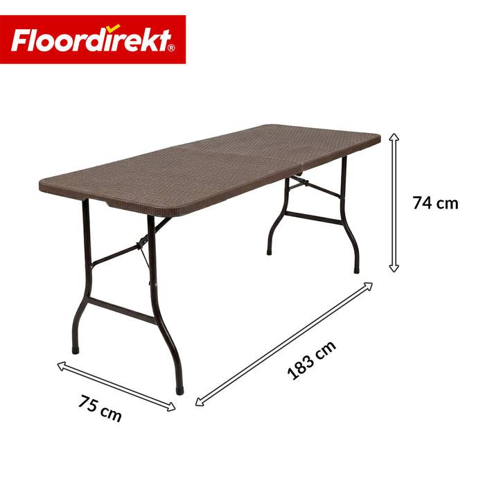 FLOORDIREKT Gartentisch Miyako - Für Garten, Terrasse & Events - Klappbar & Wetterfest - 183 × 75 cm - Braun