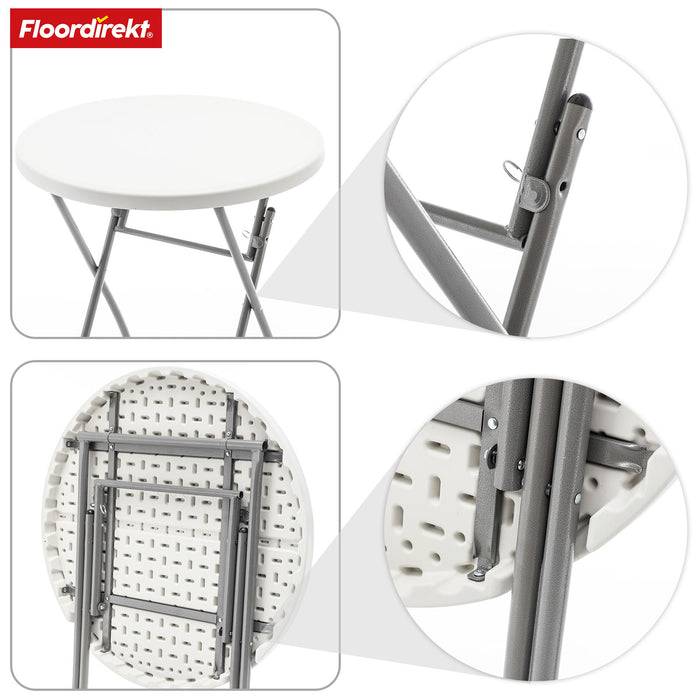 FLOORDIREKT Gartentisch Nagano - Für Garten, Terrasse & Events - Klappbar & Wetterfest - Ø 80 cm - Weiß