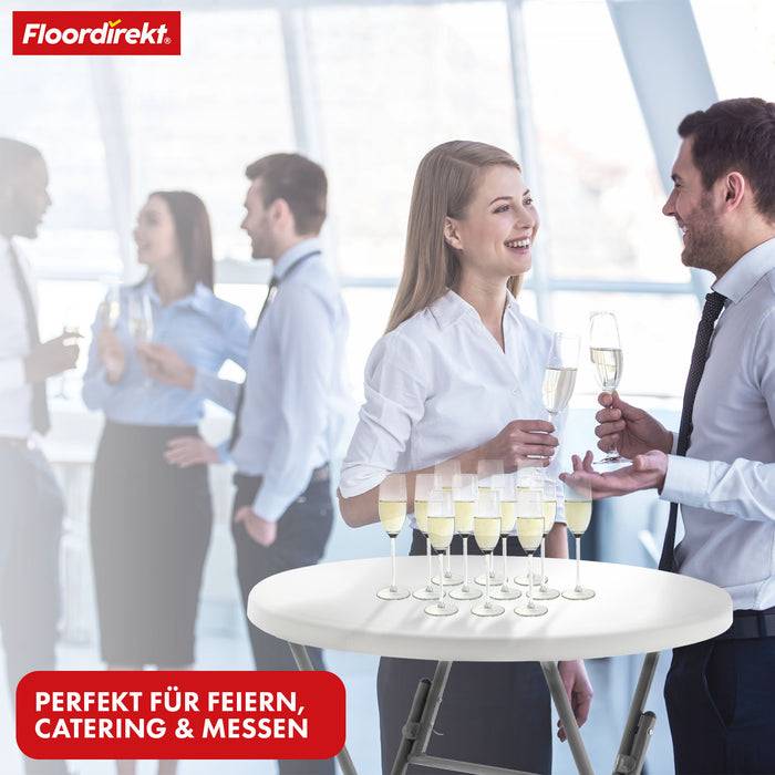 FLOORDIREKT Gartentisch Nagano - Für Garten, Terrasse & Events - Klappbar & Wetterfest - Ø 80 cm - Weiß