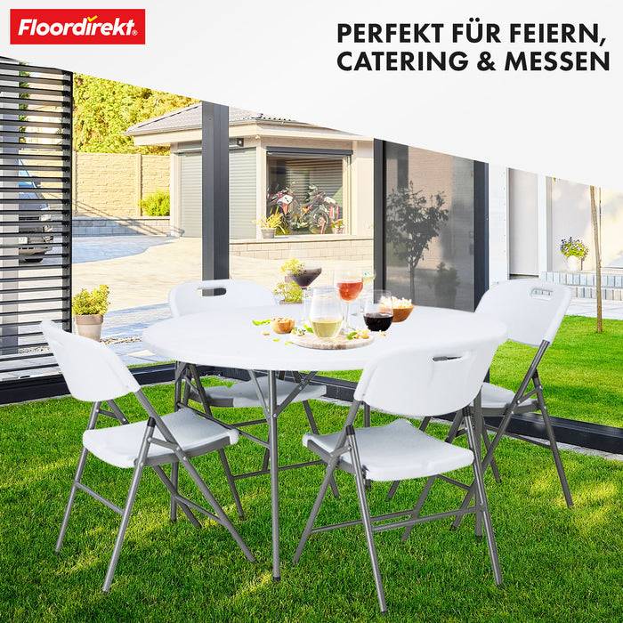 FLOORDIREKT Gartentisch Shiga - Für Garten, Terrasse & Events - Mit Tragegriff - Ø 120 cm - Weiß