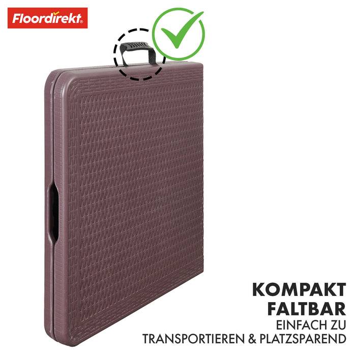 FLOORDIREKT Gartentisch Saga - Für Garten, Terrasse & Events - Höhenverstellbar & Wetterfest - 120 x 60 cm - Braun