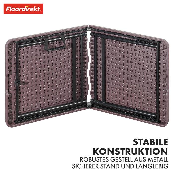 FLOORDIREKT Gartentisch Saga - Für Garten, Terrasse & Events - Höhenverstellbar & Wetterfest - 120 x 60 cm - Braun