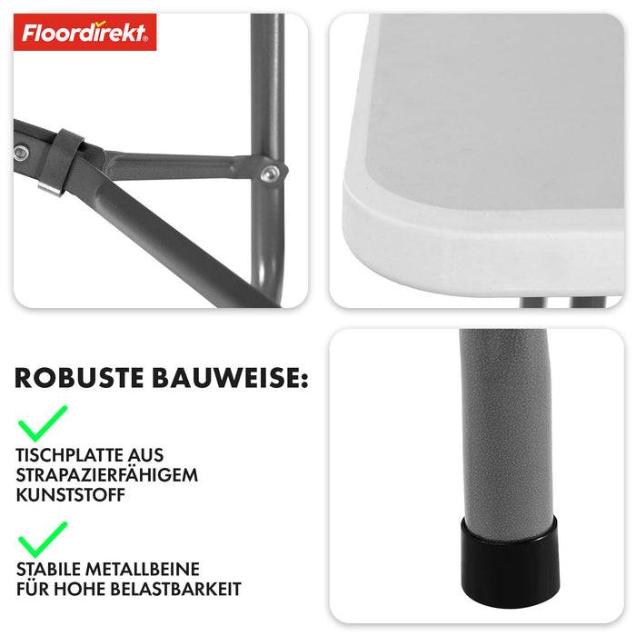 FLOORDIREKT Gartentisch Akita - Für Garten, Terrasse & Events - Robust & Wetterfest - 183 x 76 cm - Weiß