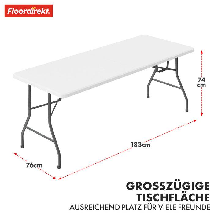 FLOORDIREKT Gartentisch Akita - Für Garten, Terrasse & Events - Robust & Wetterfest - 183 x 76 cm - Weiß