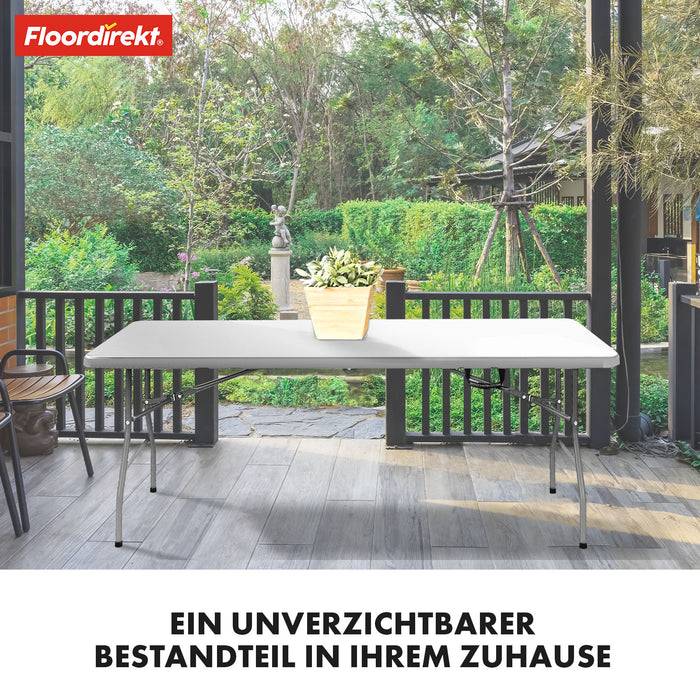 FLOORDIREKT Gartentisch Akita - Für Garten, Terrasse & Events - Robust & Wetterfest - 183 x 76 cm - Weiß