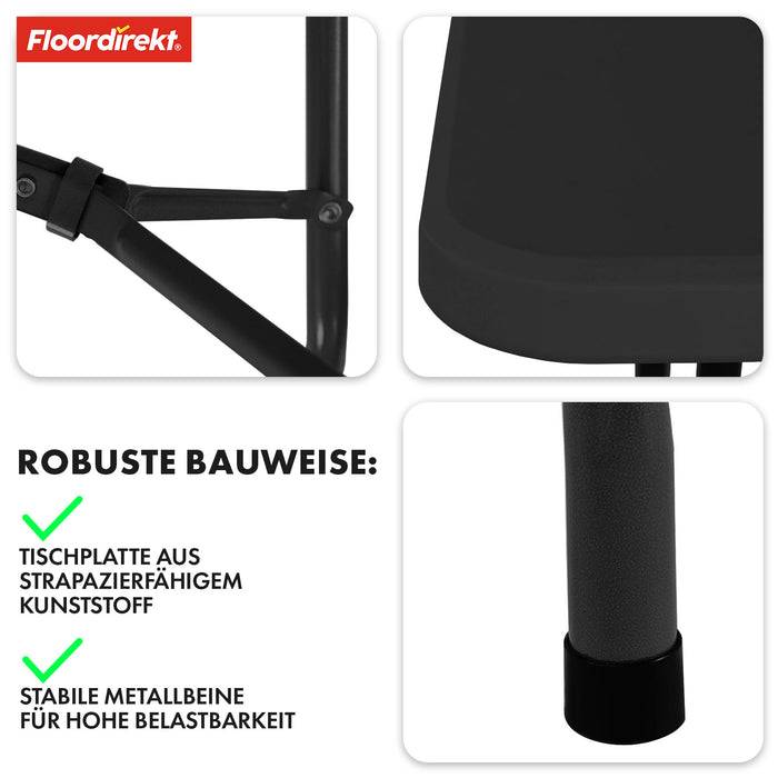 FLOORDIREKT Gartentisch Kyoto - Für Garten, Terrasse & Events - Robust & Wetterfest - 180 x 73 cm - Schwarz