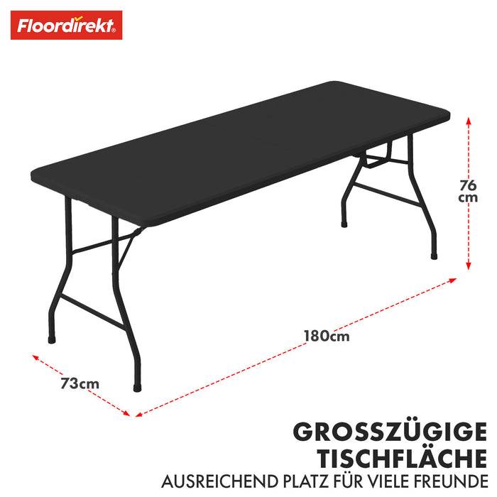 FLOORDIREKT Gartentisch Kyoto - Für Garten, Terrasse & Events - Robust & Wetterfest - 180 x 73 cm - Schwarz