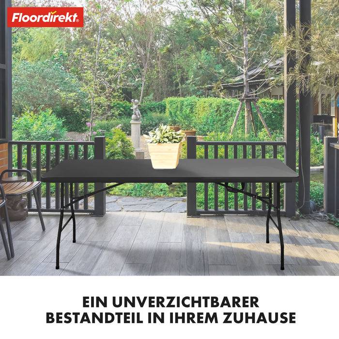 FLOORDIREKT Gartentisch Kyoto - Für Garten, Terrasse & Events - Robust & Wetterfest - 180 x 73 cm - Schwarz