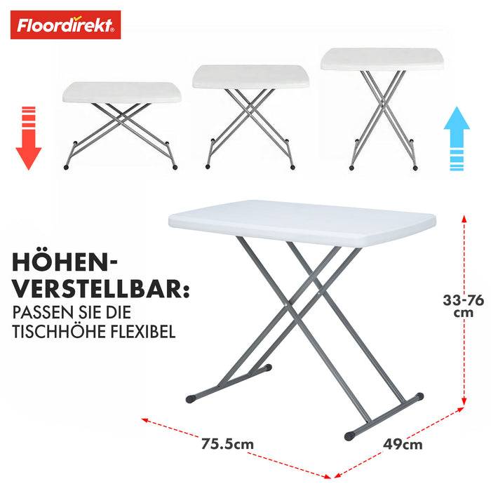 FLOORDIREKT Gartentisch Nara - Für Garten, Terrasse & Events - Robust & Wetterfest - 75,5 x 49 cm - Weiß