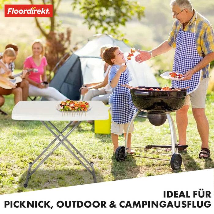 FLOORDIREKT Gartentisch Nara - Für Garten, Terrasse & Events - Robust & Wetterfest - 75,5 x 49 cm - Weiß