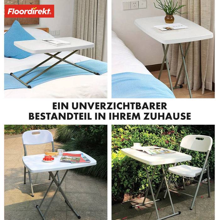 FLOORDIREKT Gartentisch Nara - Für Garten, Terrasse & Events - Robust & Wetterfest - 75,5 x 49 cm - Weiß
