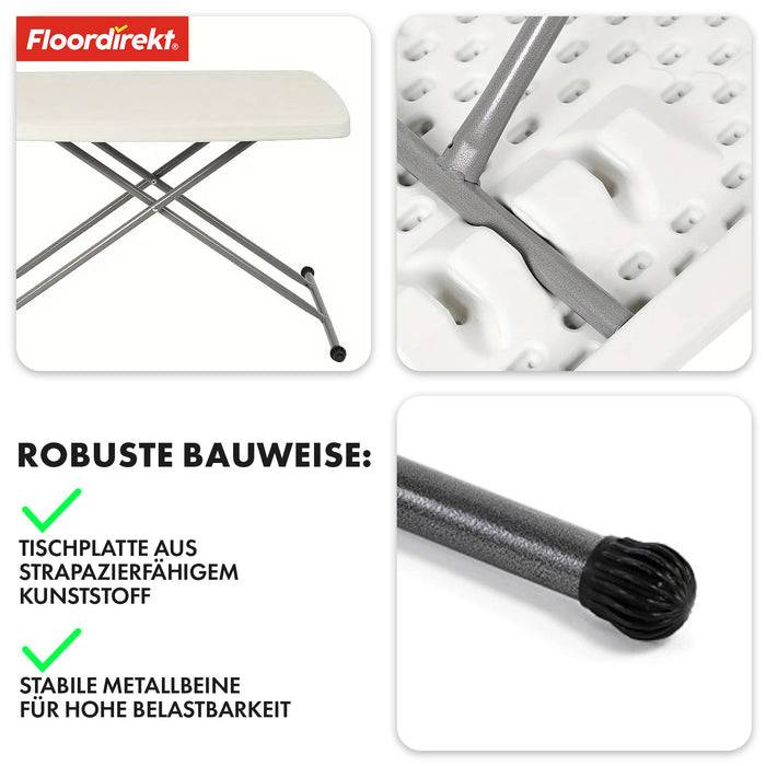 FLOORDIREKT Gartentisch Nara - Für Garten, Terrasse & Events - Robust & Wetterfest - 75,5 x 49 cm - Weiß