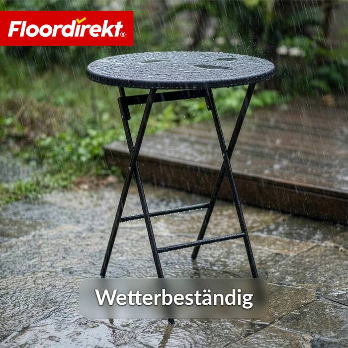 FLOORDIREKT Gartentisch Tomaya - Für Garten, Terrasse & Events - Robust & Wetterfest - Ø 60 cm - Schwarz