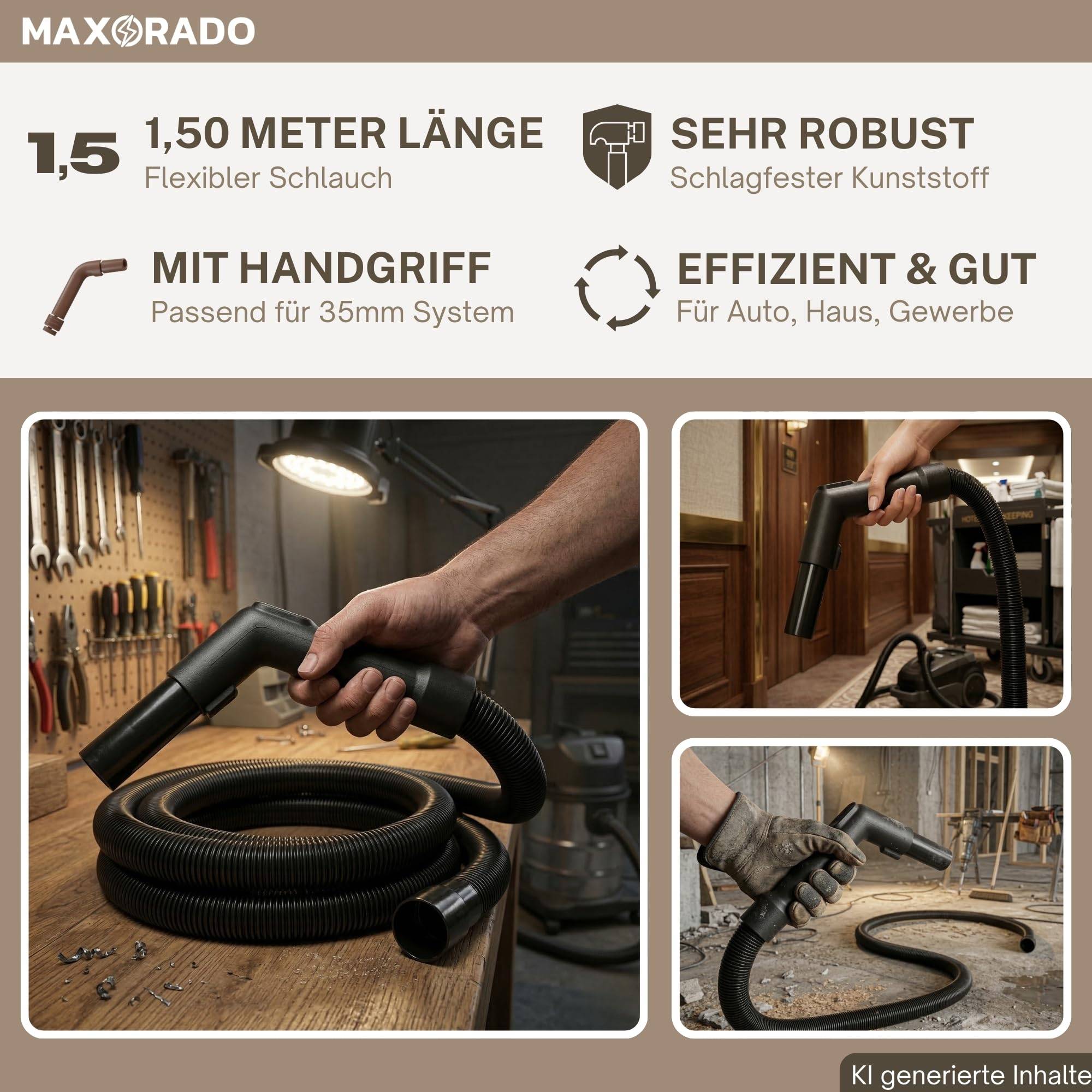 Staubsaugerschlauch 1,5m passend für 58mm Nilfisk Aero Alto Wap Würth ISS Festool SR SRM Mirka Eibenstock Einhell TE-VC TC-VC TH-VC Makita VC Serie