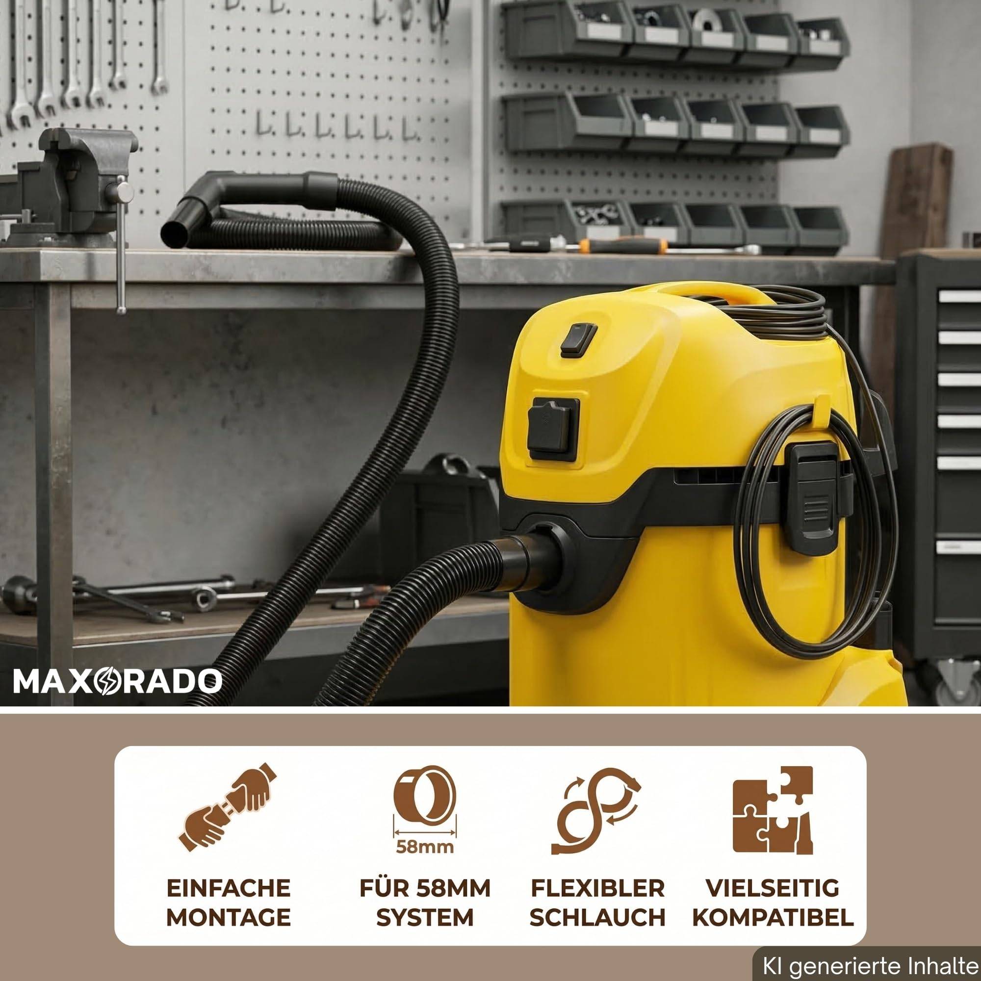 Staubsaugerschlauch 1,5m passend für 58mm Nilfisk Aero Alto Wap Würth ISS Festool SR SRM Mirka Eibenstock Einhell TE-VC TC-VC TH-VC Makita VC Serie