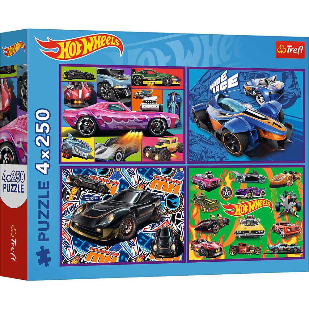 Trefl, Hot Wheels, 4x250 Teile Puzzle