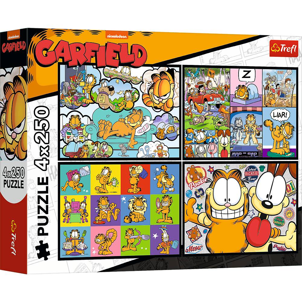 Trefl, Garfield hasst Montag, 4x250 Teile Puzzle