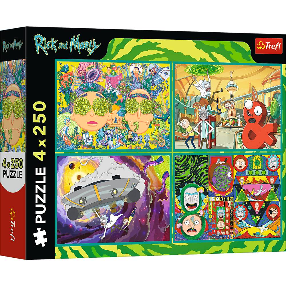 Trefl, Die verdrehte Welt von Rick & Morty, 4x250 Teile Puzzle