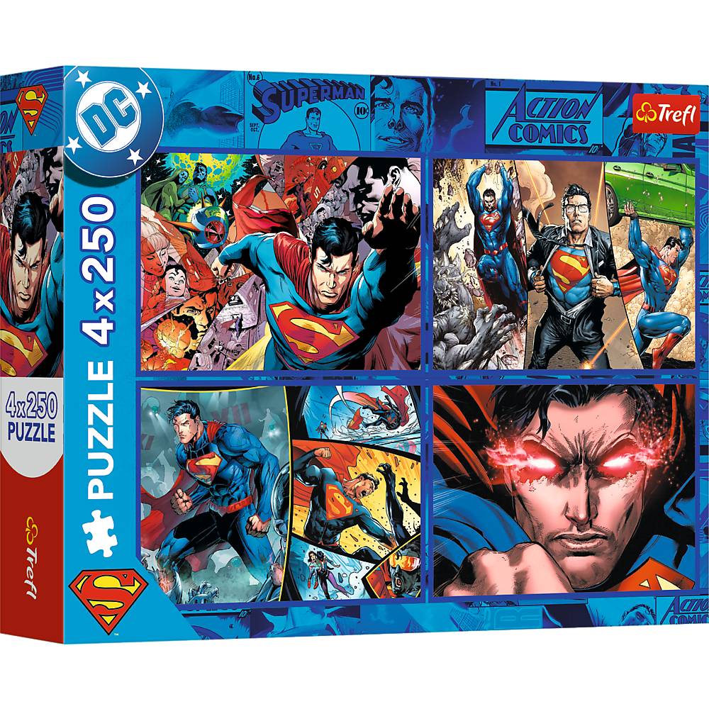 Trefl, Die Hilfe von Superman, 4x250 Teile Puzzle