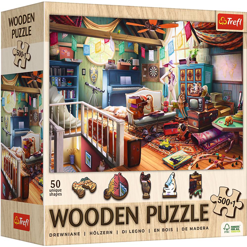 Trefl, Schätze auf dem Dachboden - 500+1 Teile Holzpuzzle