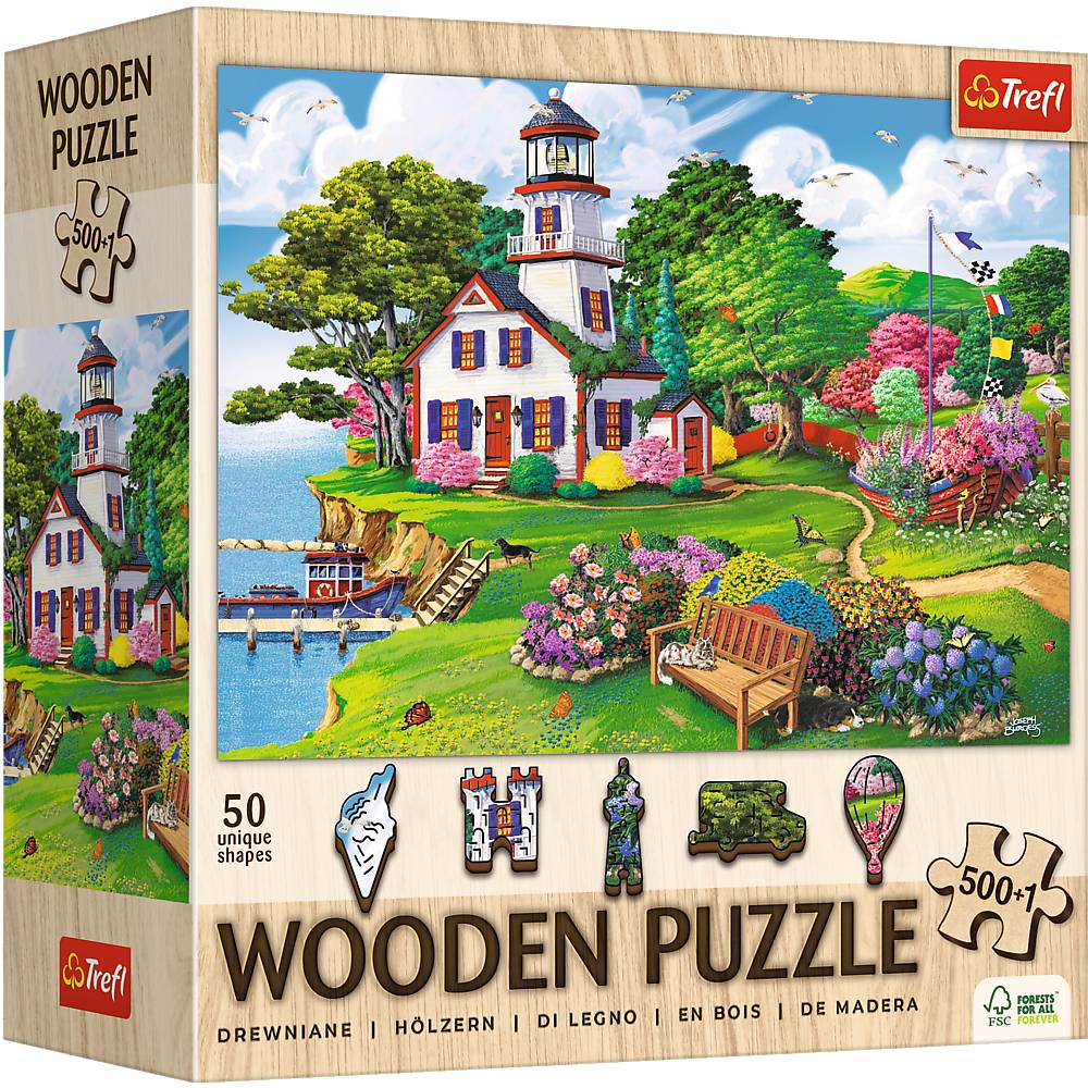 Trefl, Wood Craft, Sommer Oase, 500+1 Teile Holzpuzzle