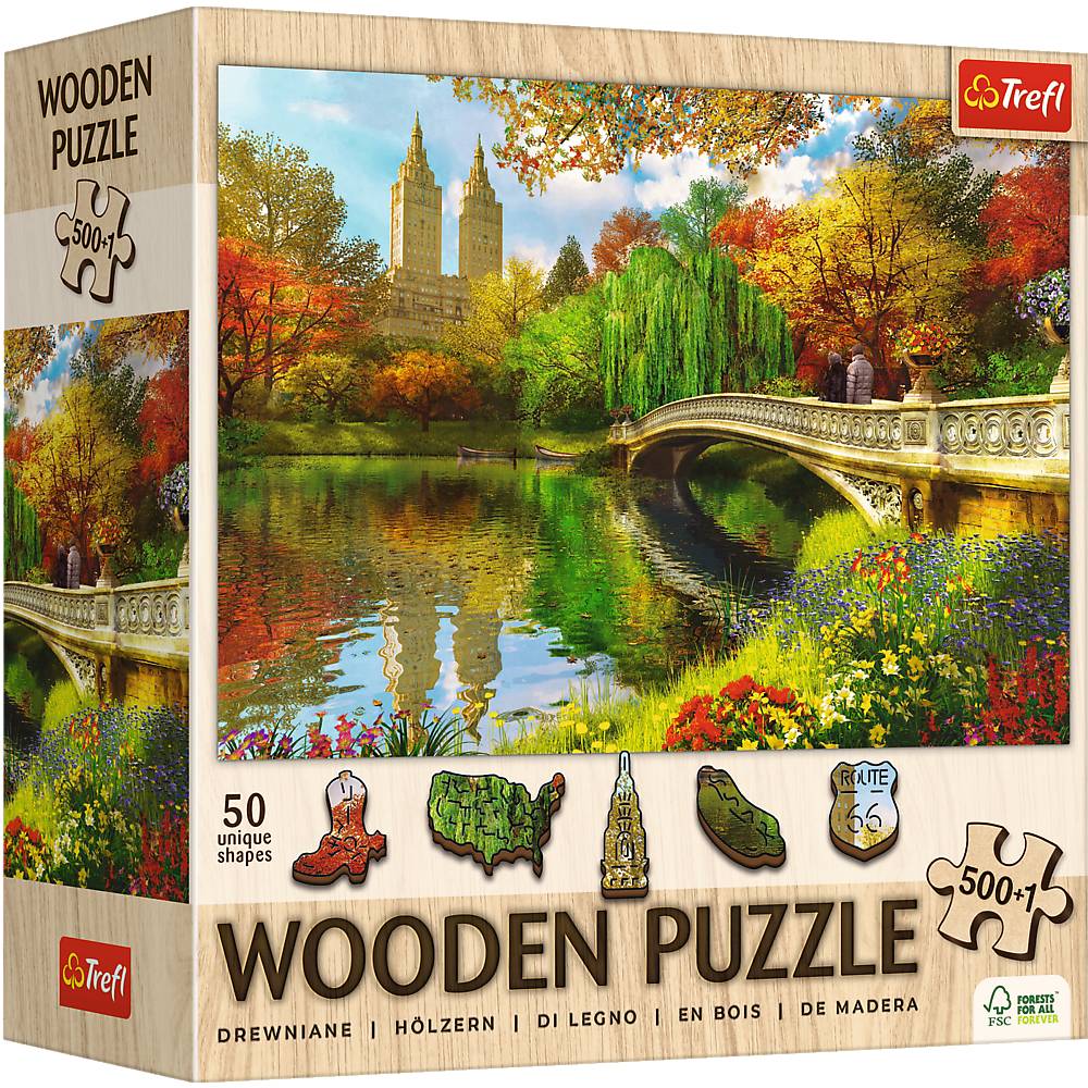 Trefl, Wood Craft, Central Park, 500+1 Teile Holzpuzzle