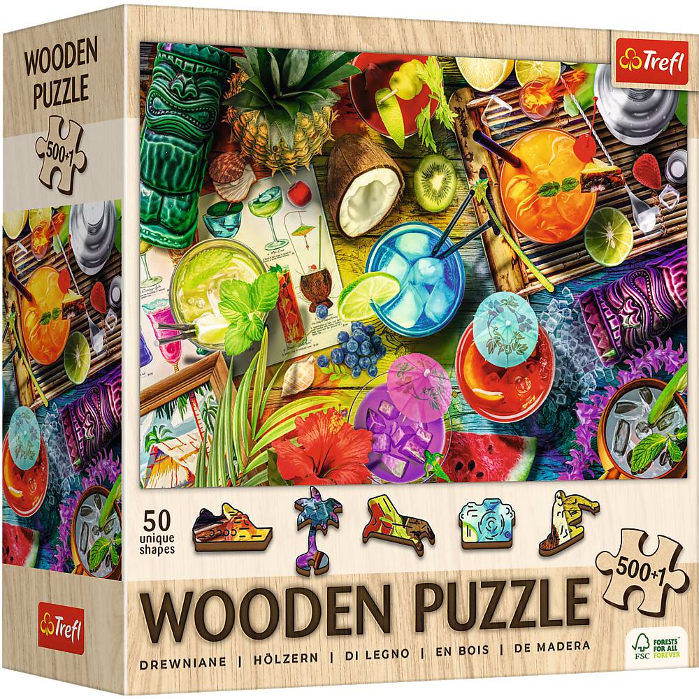 Trefl, Wood Craft, Bunte Cocktails, 500+1 Teile Holzpuzzle