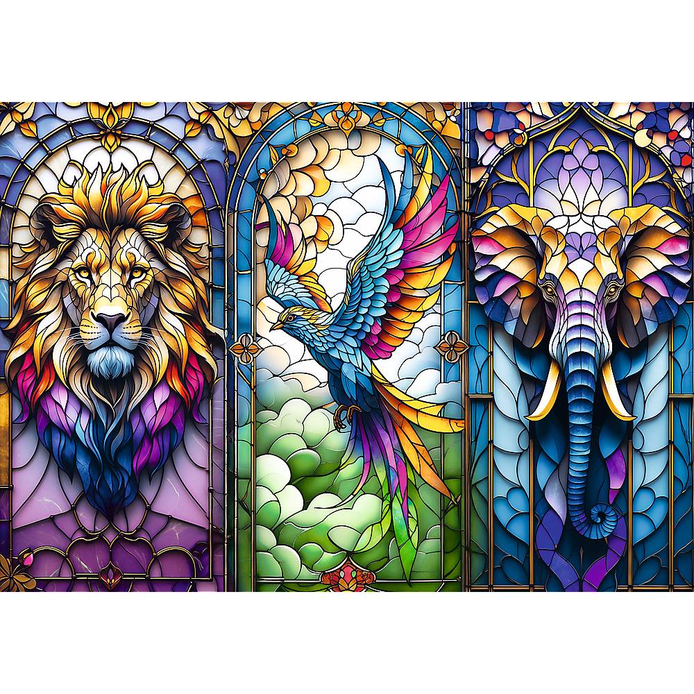 Trefl, Buntglas Tiere, 1000 Teile Puzzle