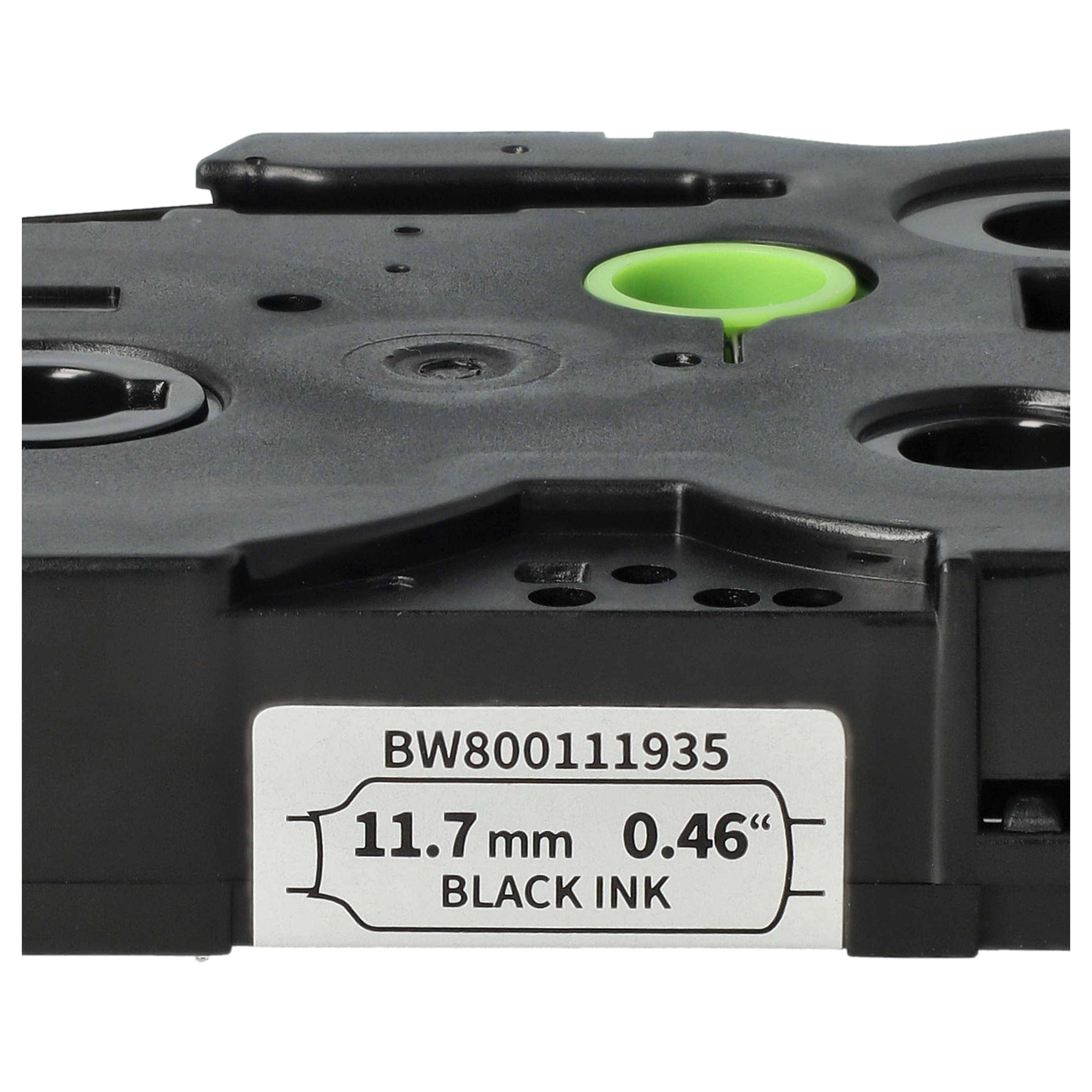 vhbw 5x Schriftband-Kassette kompatibel mit Brother P-Touch PT-P750WVP Etiketten-Drucker 1,5m x 11,7mm Schwarz auf Weiß, Schrumpfschlauch-Kassette