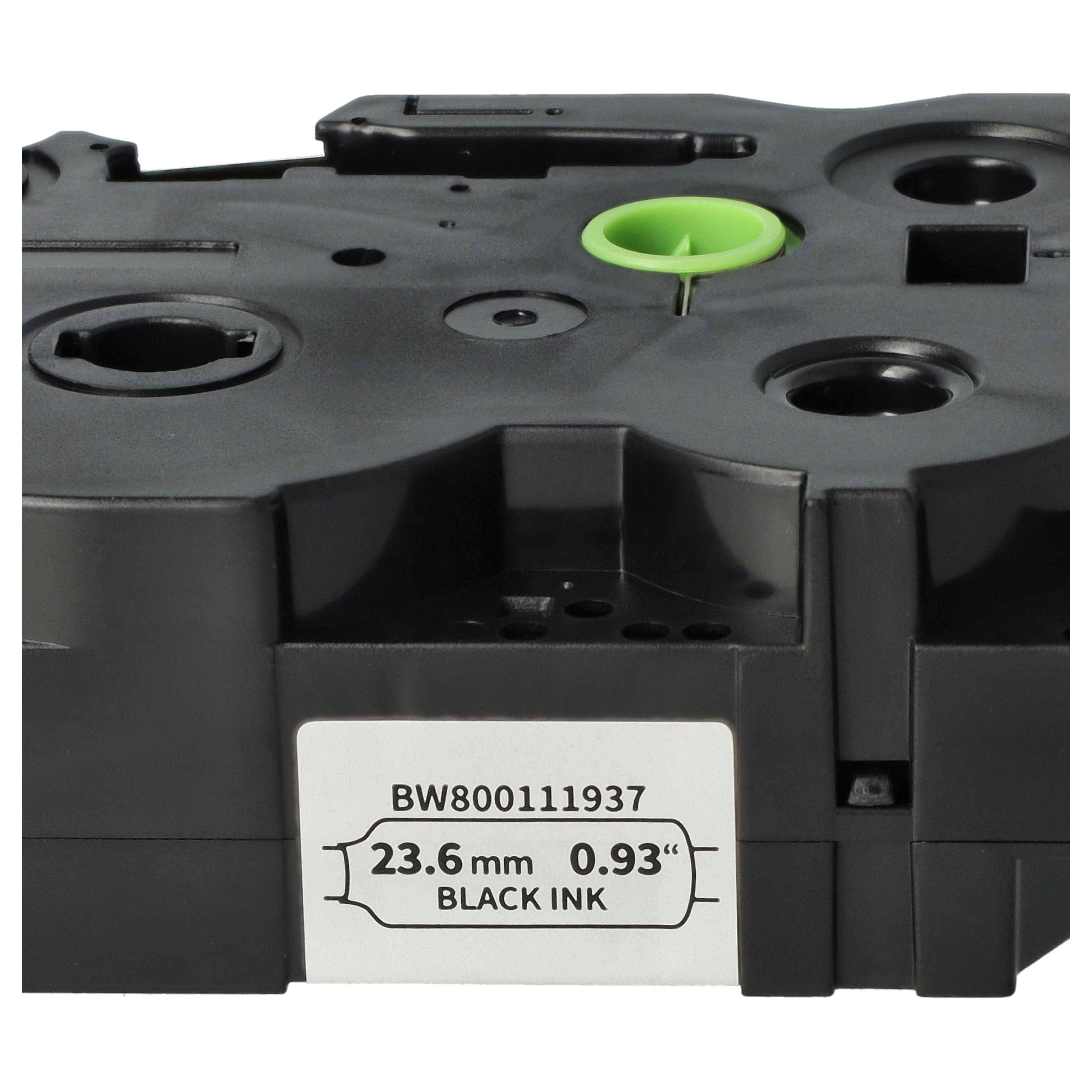 vhbw 5x Schriftband-Kassette kompatibel mit Brother P-Touch PT-E500VP Etiketten-Drucker 1,5m x 23,6mm Schwarz auf Weiß, Schrumpfschlauch-Kassette