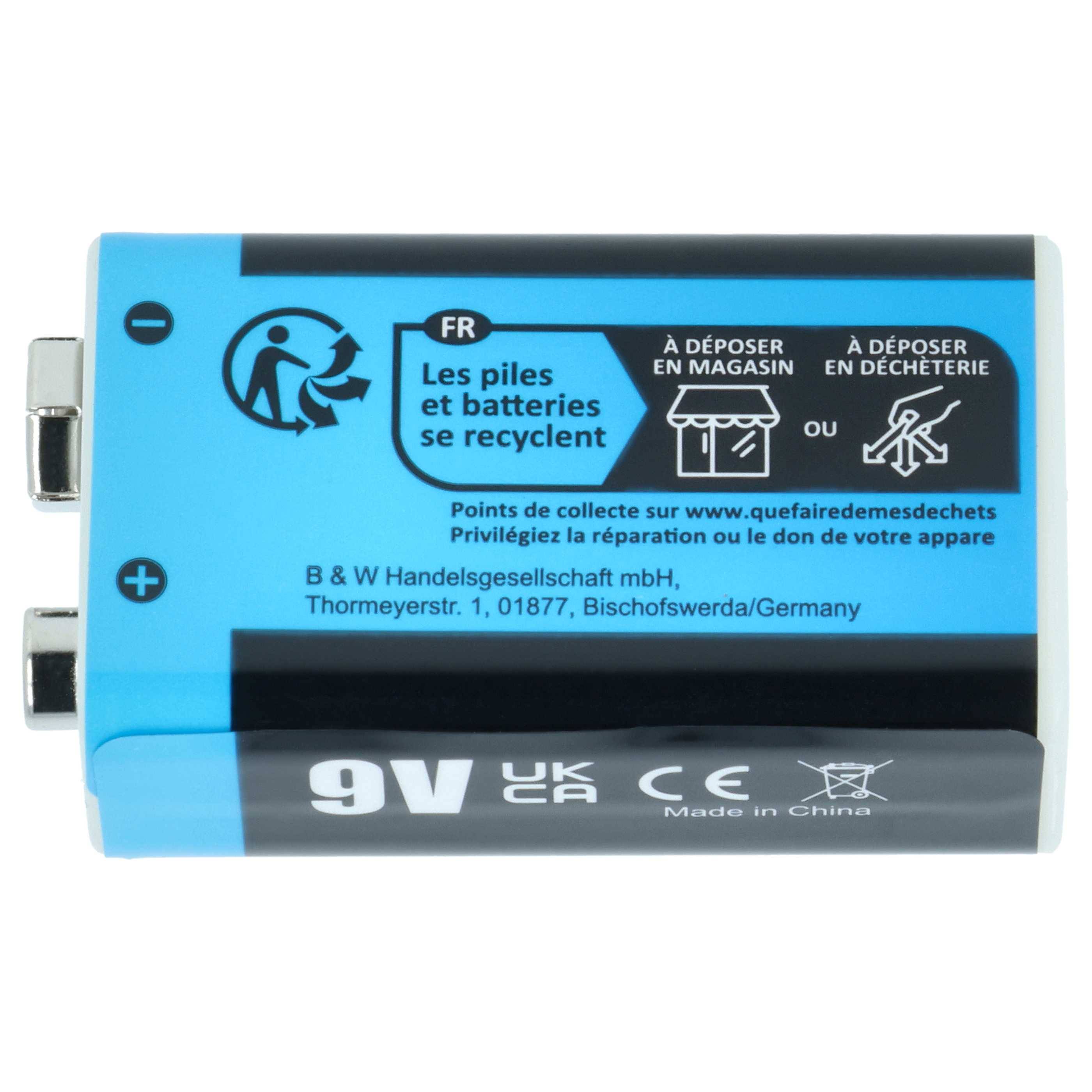 EXTENSILO 10x 9V-Akku Block kompatibel mit Daitem DC270, DC271, D21, DC272 (1 Ah, 9 V, Li-Ion), ready-to-use, mit Micro USB Buchse
