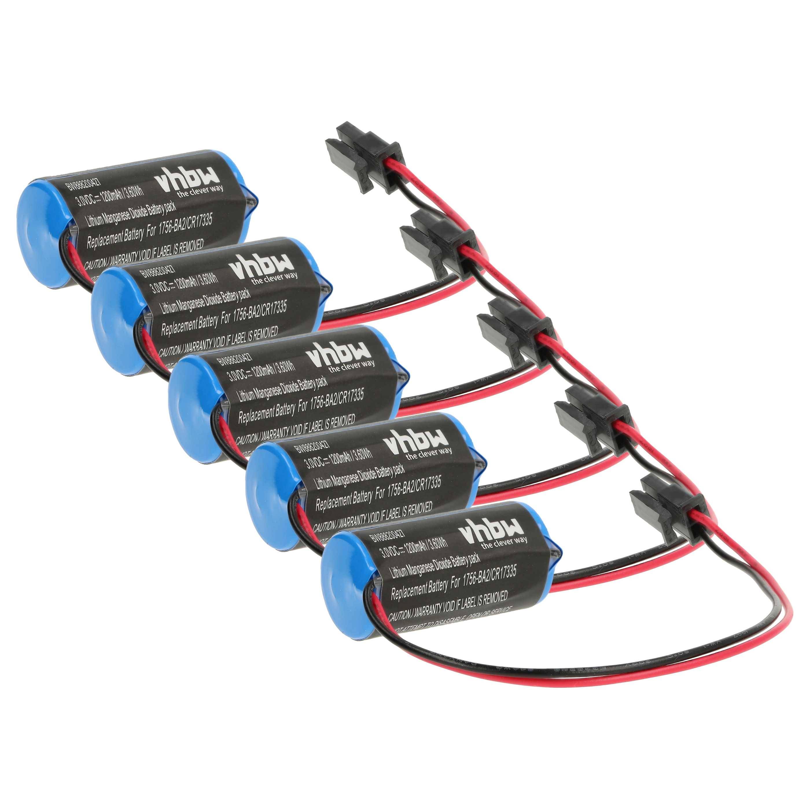 vhbw 5x Akku kompatibel mit Allen Bradley Series B 1756-L6X/B, Series B 1756-L65/B Steuereinheit (1200 mAh, 3 V, Li-MnO2)