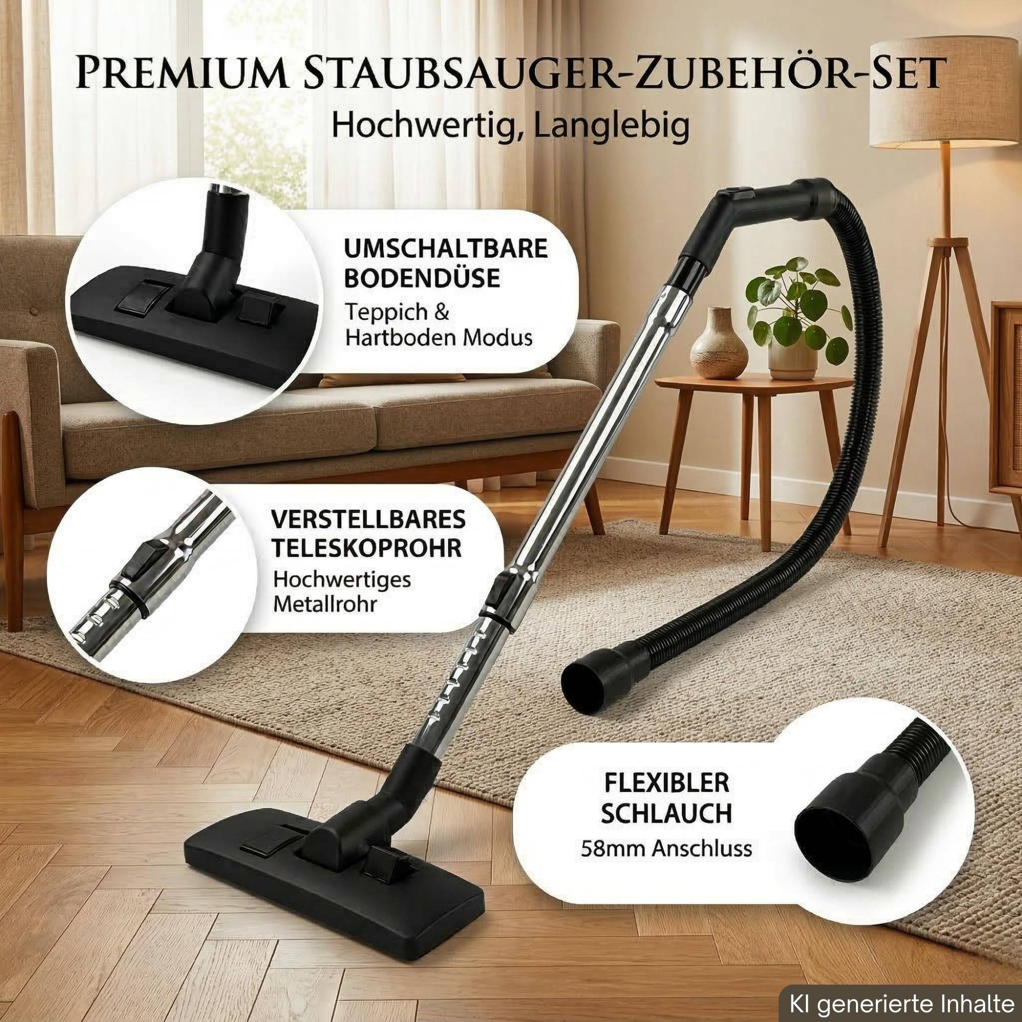 1,5m Set Ersatzteile Staubsaugerdüse Rohr Griff Schlauch Aufsatz passend für Eibenstock SS 1200, SS 140, SS 1401 L, DSS 25 A, DSS 35 M iP, DSS 50,