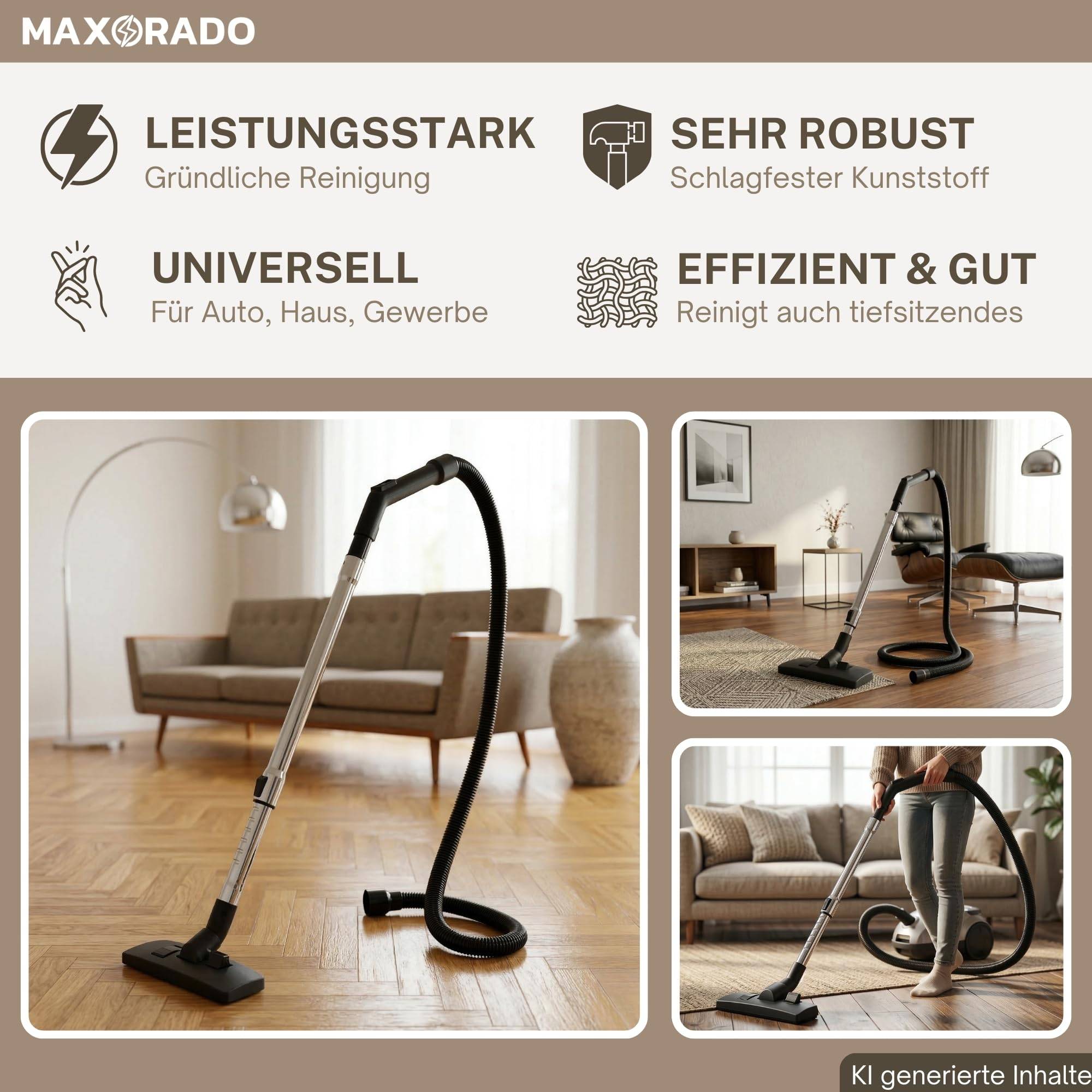 1,5m Set Ersatzteile Staubsaugerdüse Rohr Griff Schlauch Aufsatz passend für Starmix Serien: AS, GS, HS, NSG (uClean), NTS, eSwift, eCraft, ISC, iPu