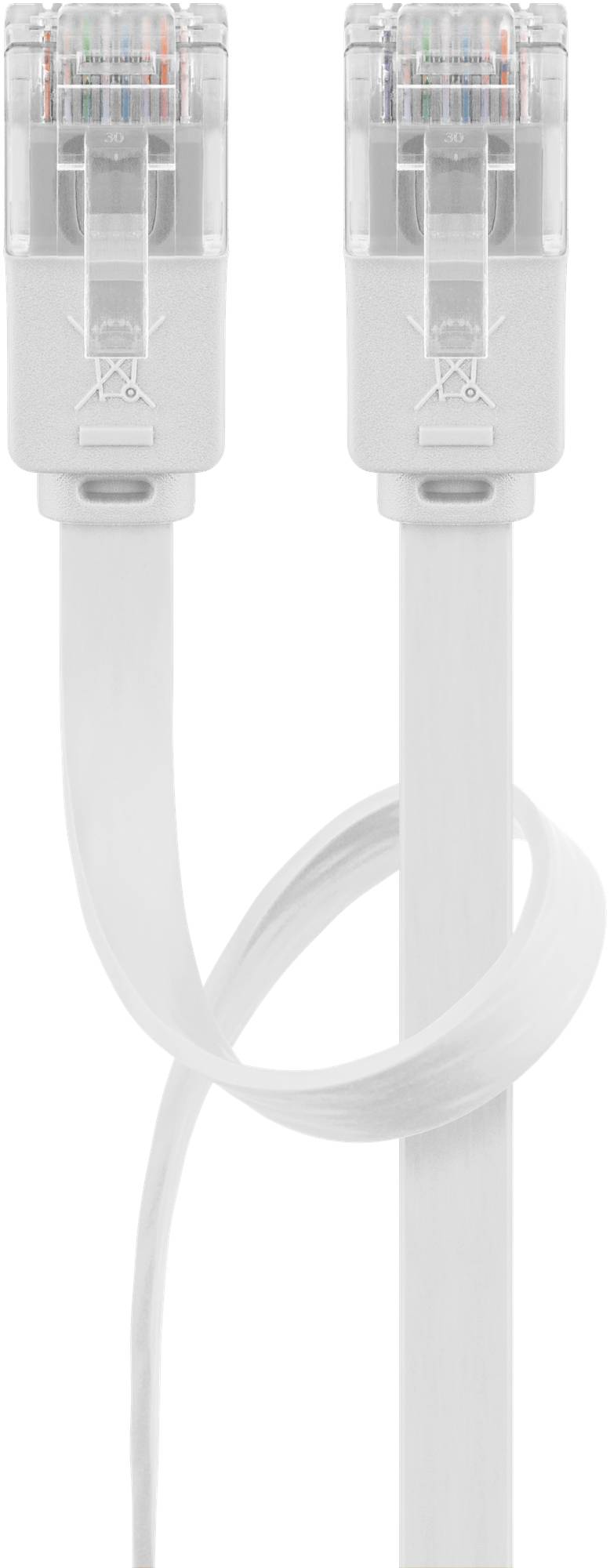 80x Goobay 93361 CAT 5e Flach-Patchkabel, U/UTP, weiß, 5 m - Kupferkaschierter Aluminiumleiter (CCA)