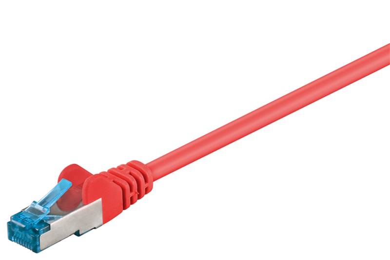 10x Goobay 93786 CAT 6A Patchkabel, S/FTP (PiMF), rot, 3 m - Kupferleiter (CU), halogenfreier Kabelmantel (LSZH)