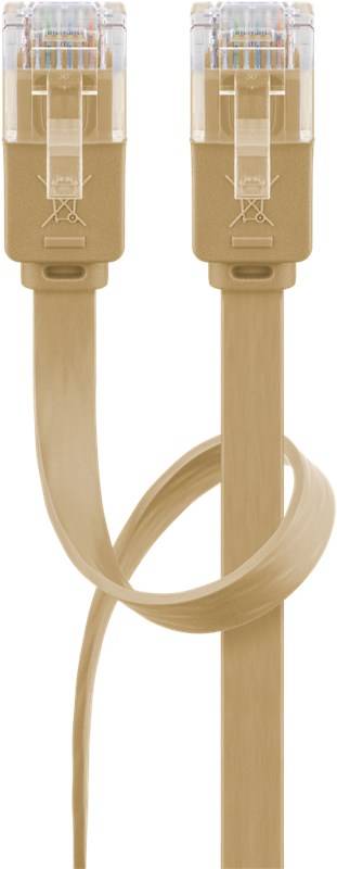 240x Goobay 95880 CAT 6 Flach-Patchkabel, U/UTP, hellbraun, 1 m - Kupferleiter (CU)