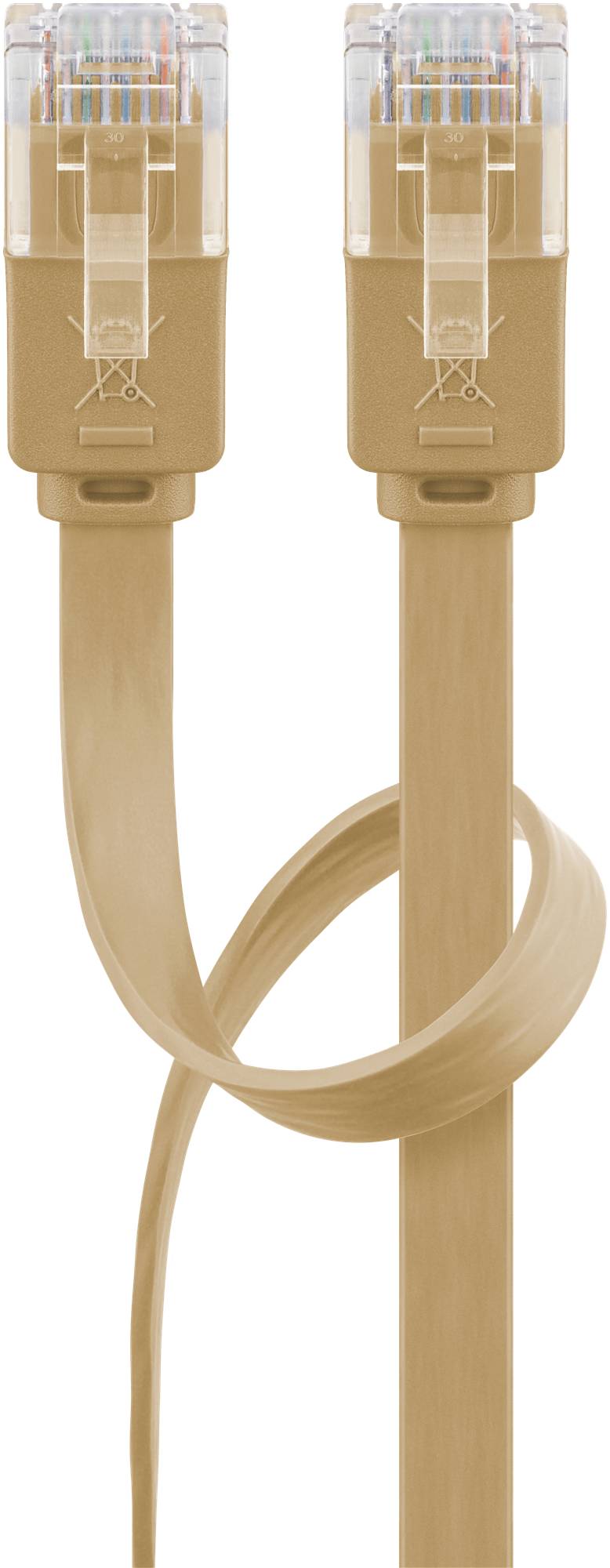 240x Goobay 95880 CAT 6 Flach-Patchkabel, U/UTP, hellbraun, 1 m - Kupferleiter (CU)