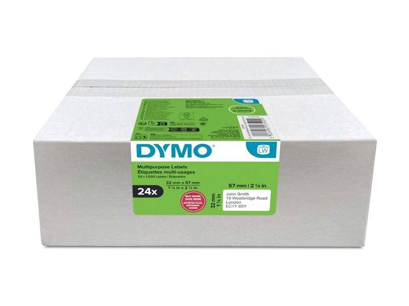 Dymo Klebstoff - weiß - 57 x 32 mm 1000 Etikett(en) (24 Rolle(n)