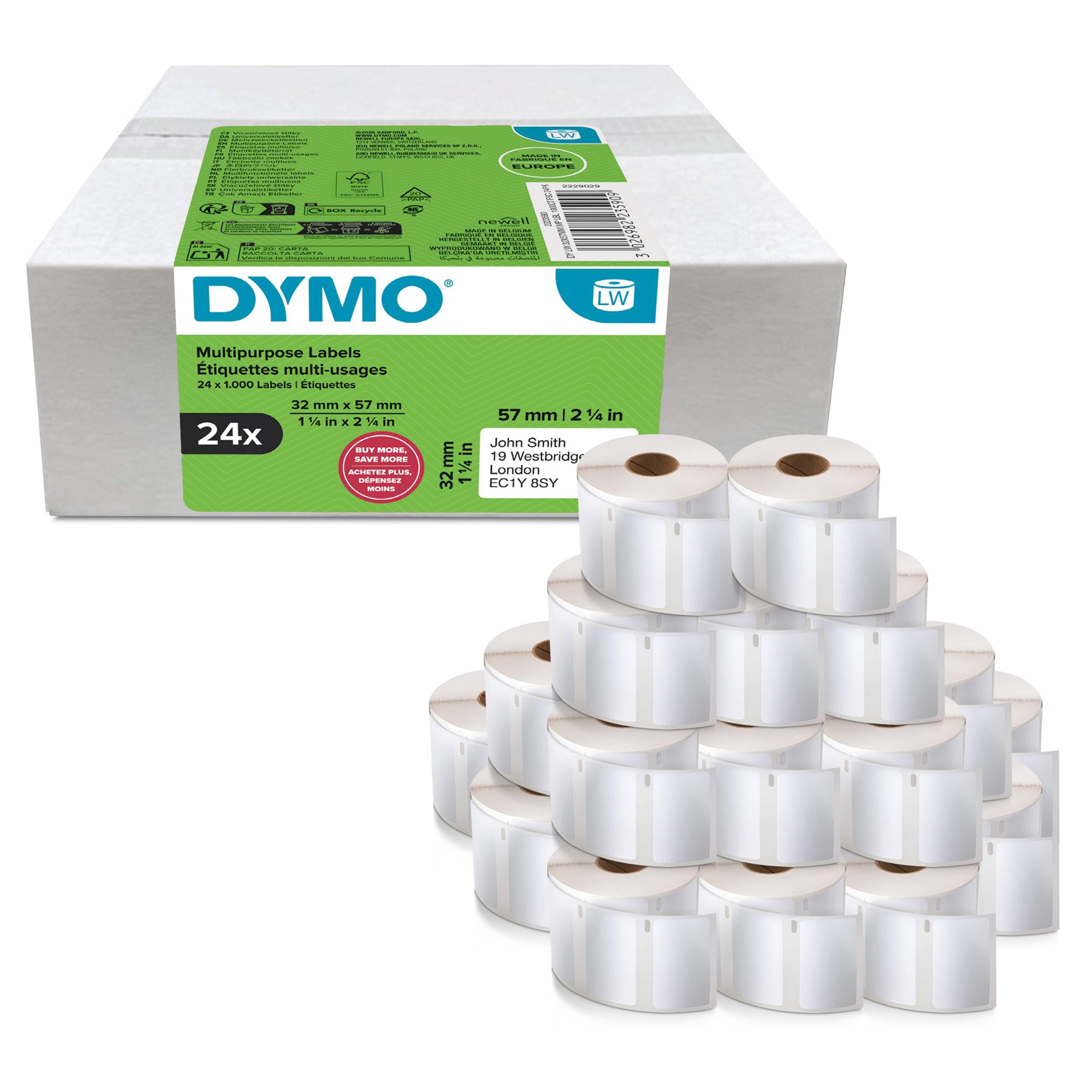 Dymo Klebstoff - weiß - 57 x 32 mm 1000 Etikett(en) (24 Rolle(n)