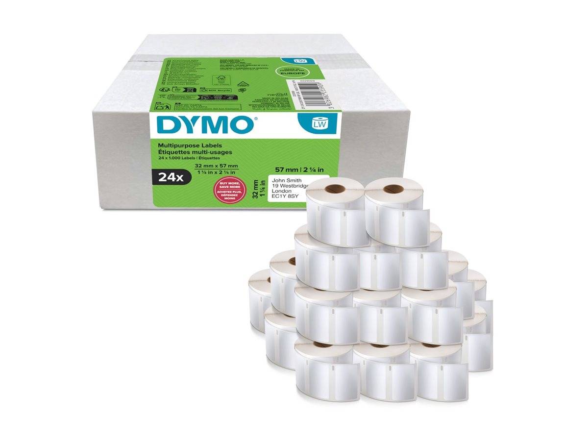 Dymo Klebstoff - weiß - 57 x 32 mm 1000 Etikett(en) (24 Rolle(n)