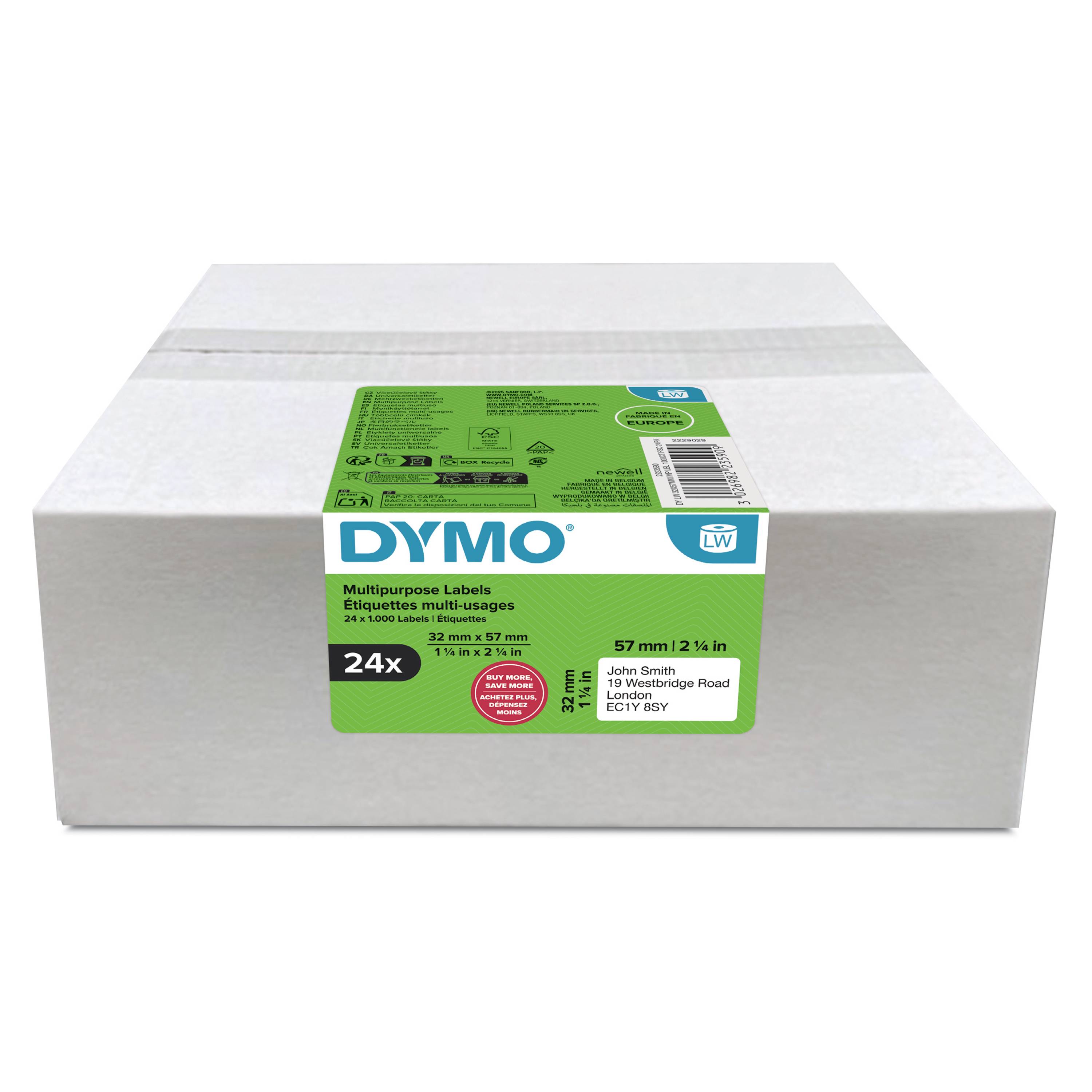 Dymo Klebstoff - weiß - 57 x 32 mm 1000 Etikett(en) (24 Rolle(n)
