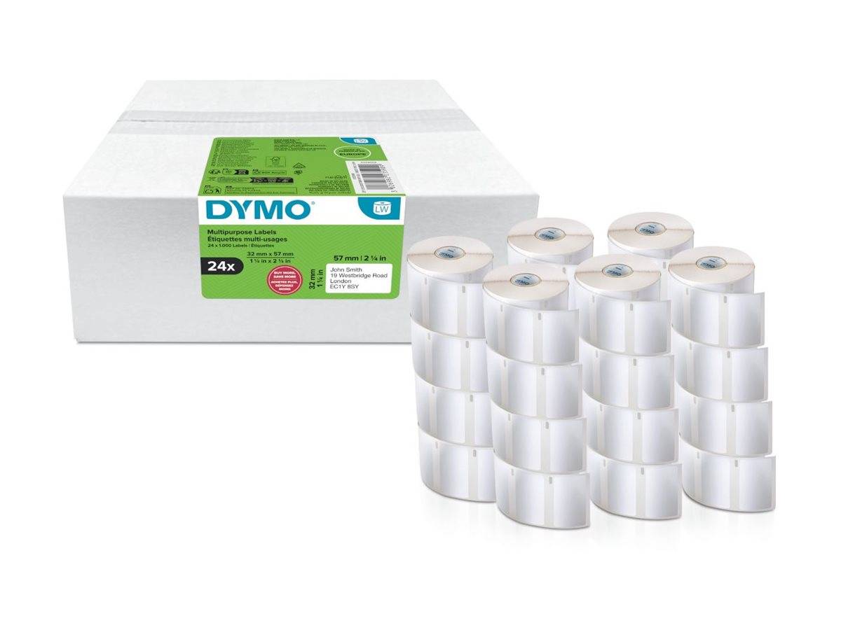 Dymo Klebstoff - weiß - 57 x 32 mm 1000 Etikett(en) (24 Rolle(n)