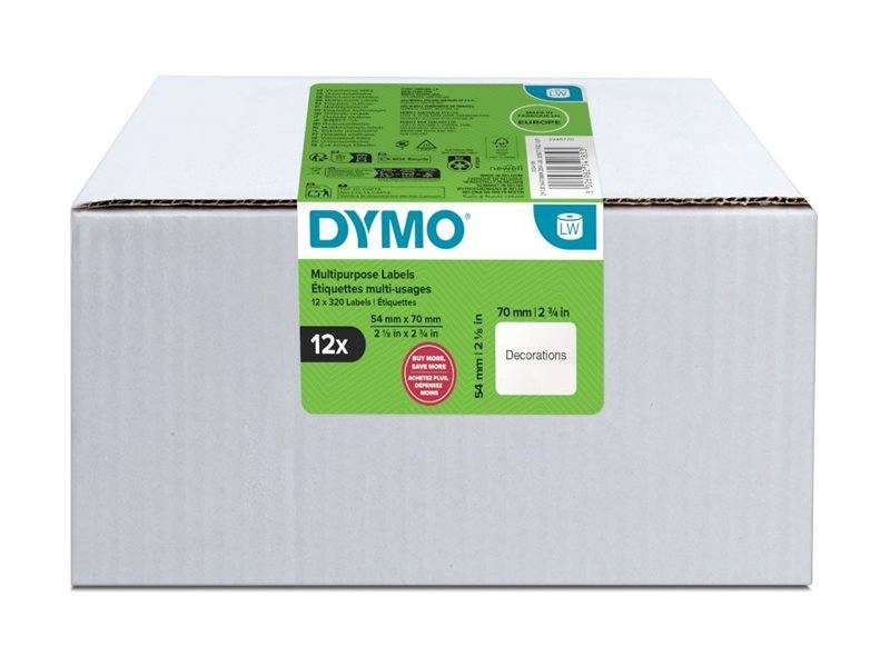 Dymo Klebstoff - weiß - 54 x 70 mm 320 Etikett(en) (12 Rolle(n)