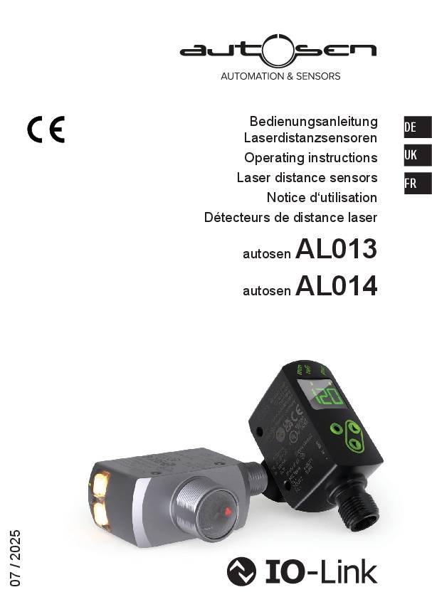 Laser-Reflexlichttaster IO-Link 50–2000 mm IP67 - AL014 - autosen
