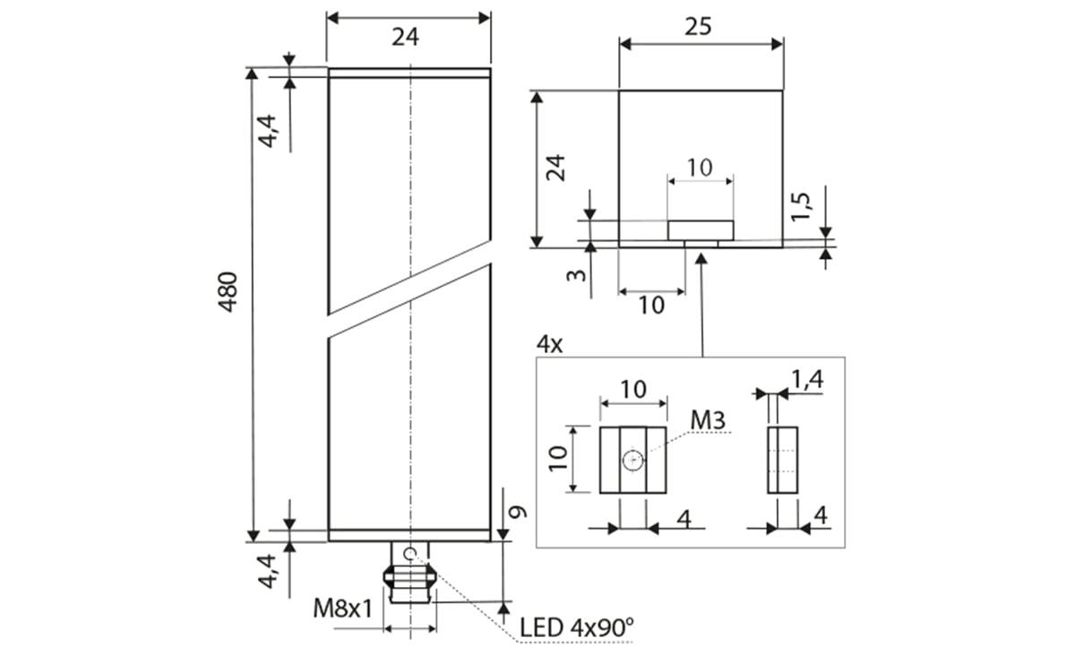 Lichtgitter M8 450 mm Infrarot Einweglichtschranke NO IP67 - AO506 - autosen
